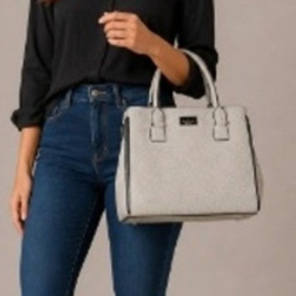 Kate Spade Women's Cream White Pebbled Leather Satchel‎ Handbag